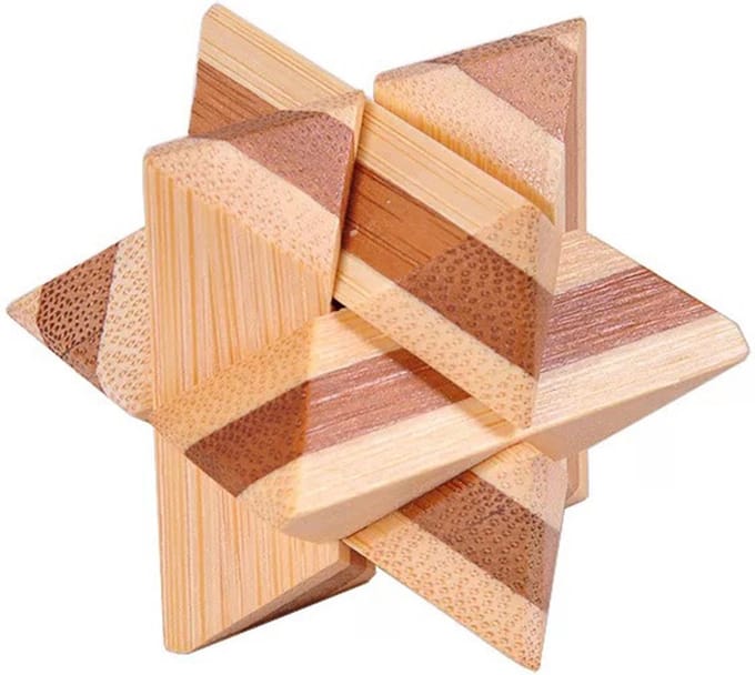 DW4Trading 3D Bamboo Breinpuzzel Ster - 5x5 cm