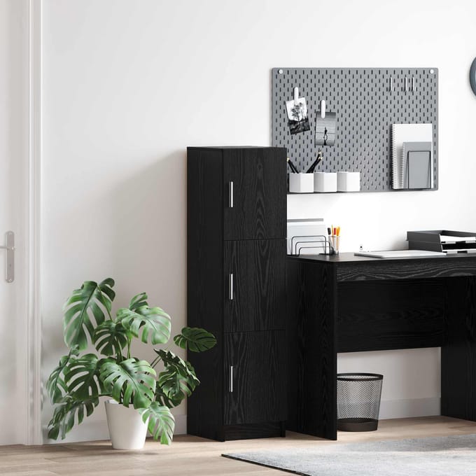 vidaXL - Highboard - Zwart - Eiken - 31.5 - x - 32 - x - 122.5 - cm