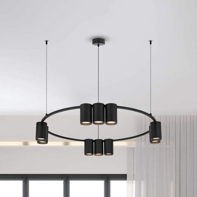 Eko-Light Hanglamp Genesis, aluminium, zwart, 10 x GU10, Ø 60 cm