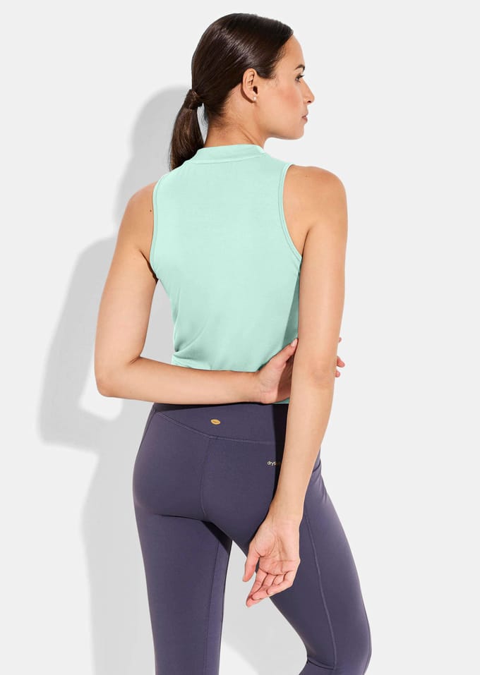 Mouwloze top om te knopen - mintgroen - Gr. L van Goldner Fashion