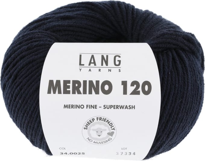 Lang Yarns Merino 120 - 25 marineblauw - Merinowol Garen