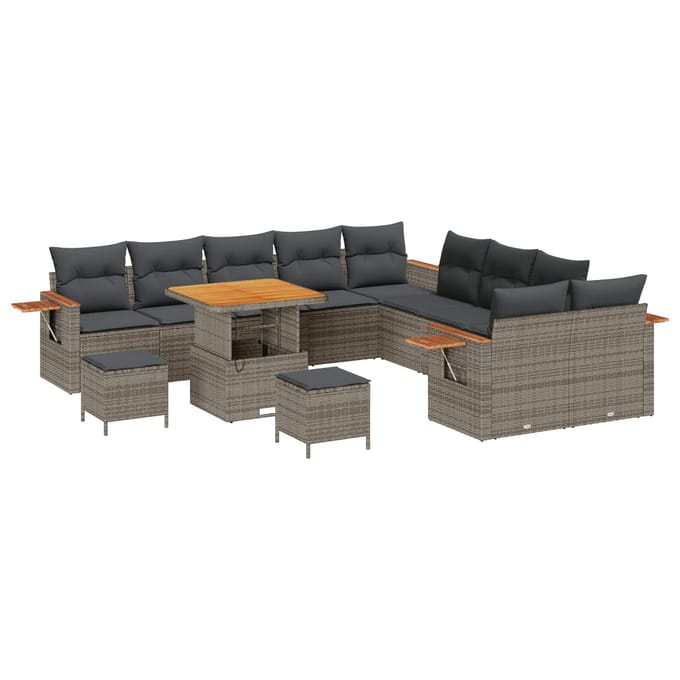 vidaXL - Tuinbank - Set - 13 - st - Grijs - poly - rattan