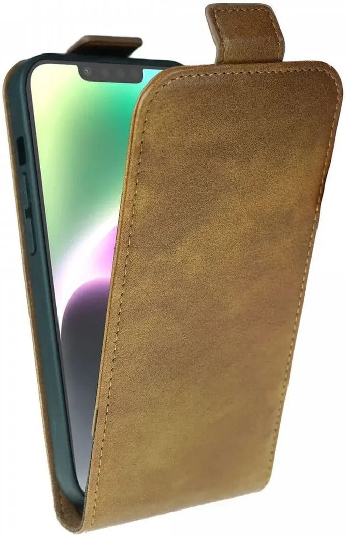 Rosso Element Verticale Flip Case Geschikt voor Apple iPhone 15 Pro Max | Portemonnee Book Case | Hoesje met Pasjeshouder | Magneetsluiting | Twee Pasjes | Bruin