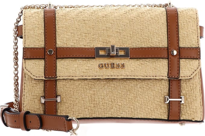 GUESS Schoudertas Emilee Convertible Crossbody Flap Natural / Cognac Lichtbruin
