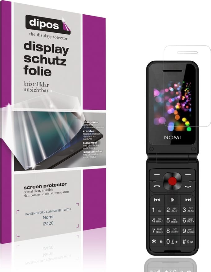 dipos – 4x Beschermfolie geschikt voor Nomi i2420 | Krasbestendige & heldere Screenprotector Ultra-Thin