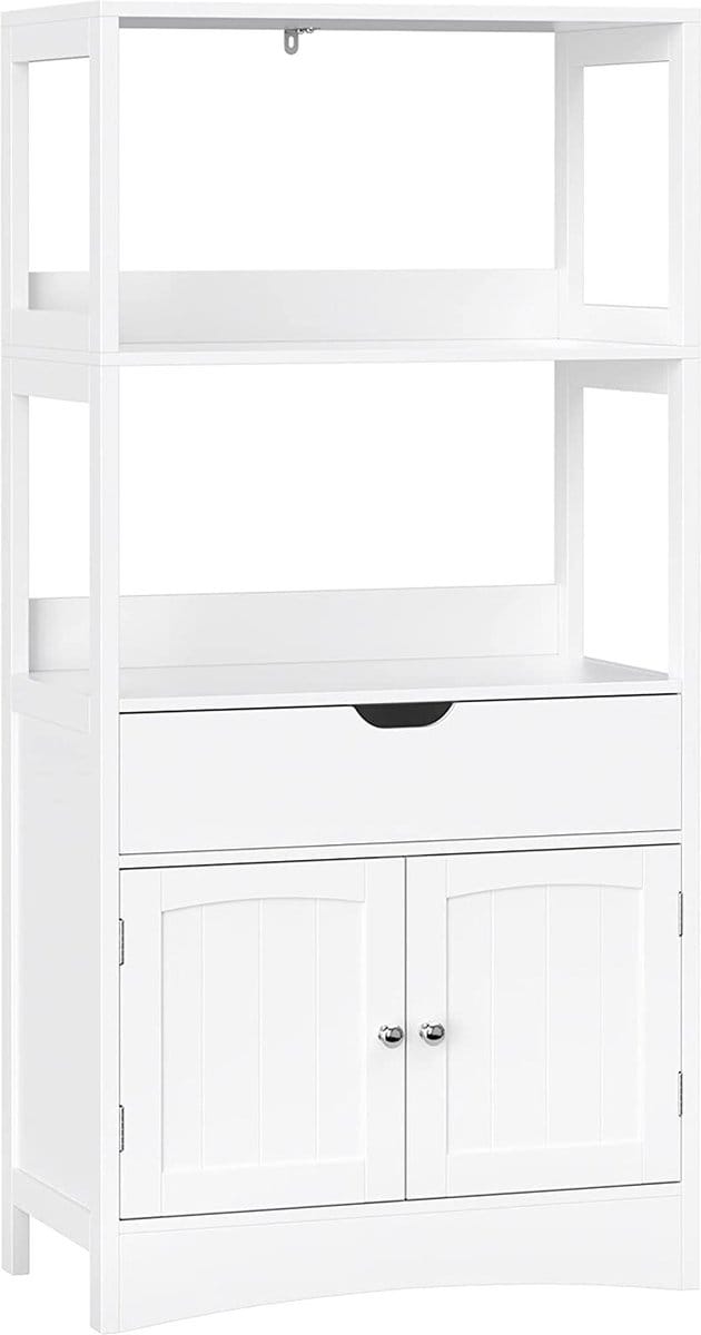 Parya Home - Badkamermeubel - Badkamerkast - 2 Planken - 1 Lade - 2 Deuren - Hout - Wit