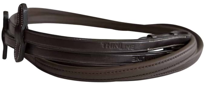 ThinLine - Full Wrapped Engelse Teugels - Anti-Slip Grip - Gesp zonder Stops - 54"/137cm - Donker Bruin