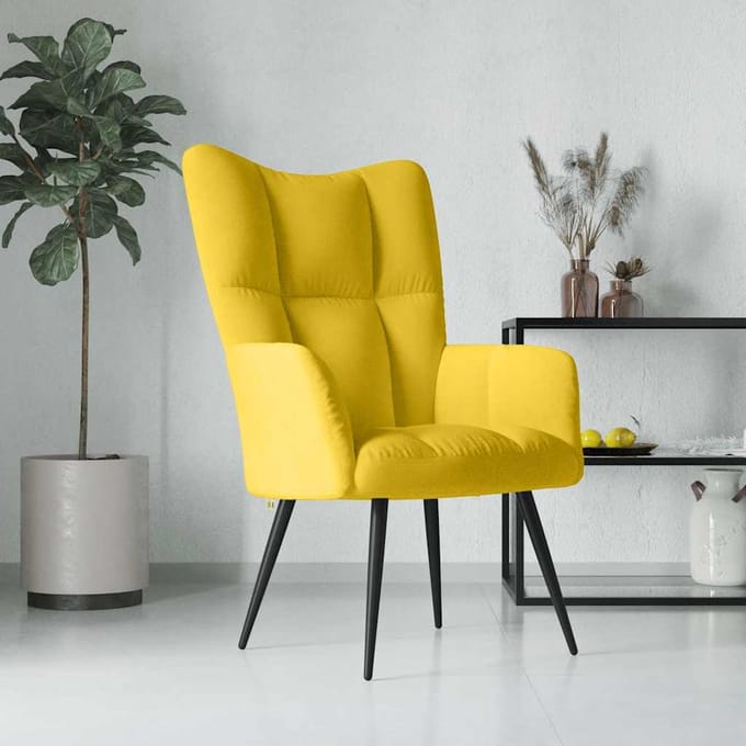 Vidaxl Fauteuil, Mosterdgeel, Bekleed met Fluweel