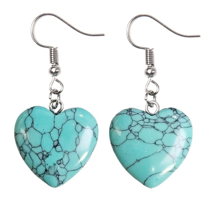 Fako Bijoux® - Oorbellen - Turquoise - Hartjes - 22x20mm - Blauw
