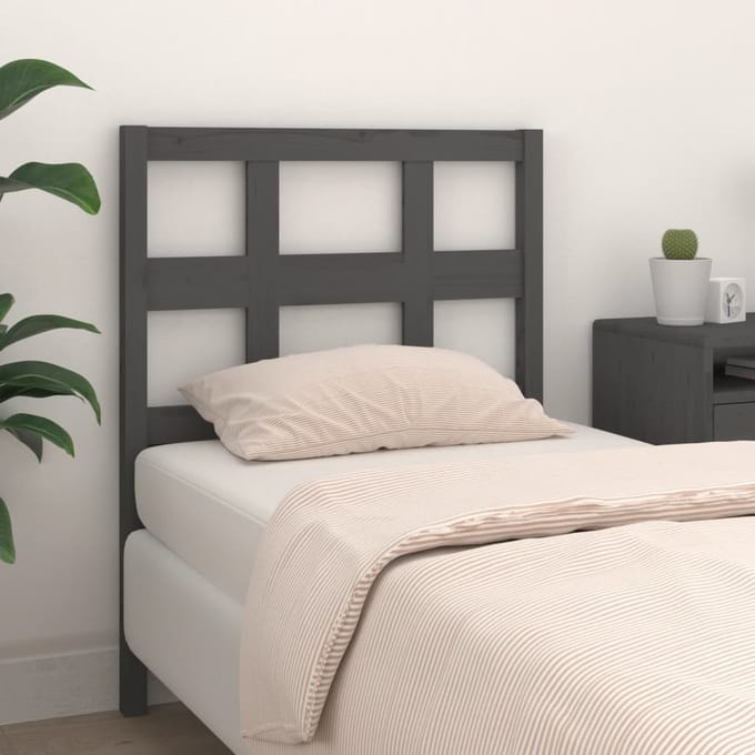 vidaXL - Hoofdbord - 95,5x4x100 - cm - massief - grenenhout - grijs