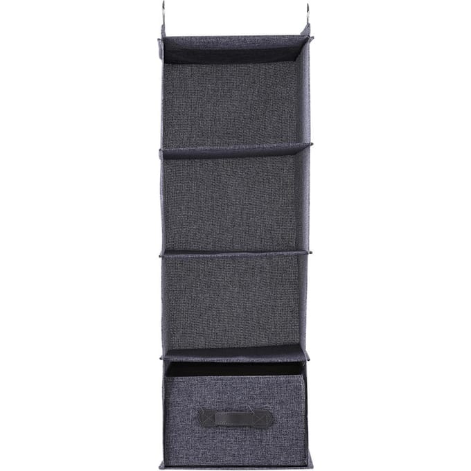 Hangende Kast Organizer Kleding Opberg Houder 4 Planken met Lade (Grijs) black