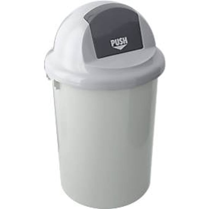 Push afvalemmer met deksel en inworpklep, 60 l, grijs