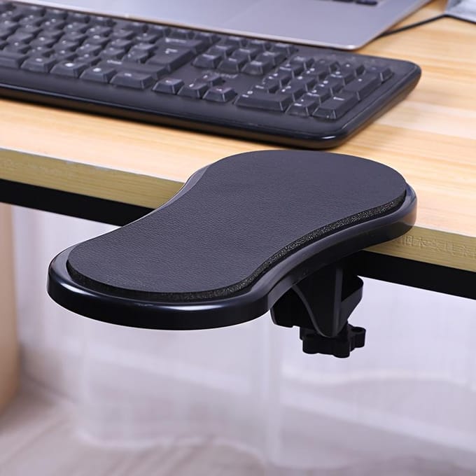 Repose-bras ergonomique pour bureau - Support confortable pour coude pour gaming, bureau, configuration clavier/souris réglable, design noir durable noir