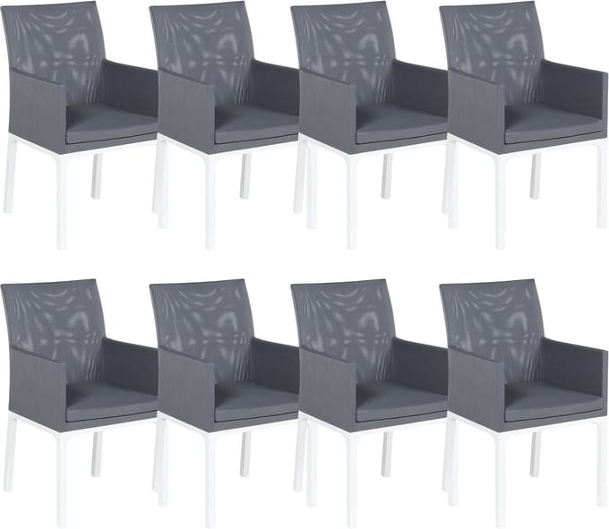 BACOLI - Tuinstoel set van 8 - Donkergrijs - Polyester