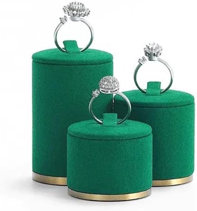 Sieraden Organizer Set - Ring Display - Sieraden Presenteren - Groen Fluweel - 3 Stuks - Groen