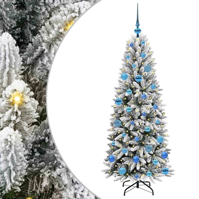 vidaXL - Kunstkerstboom - Wit - 150 - cm - PVC - en - plastic - en - staal - en - PE