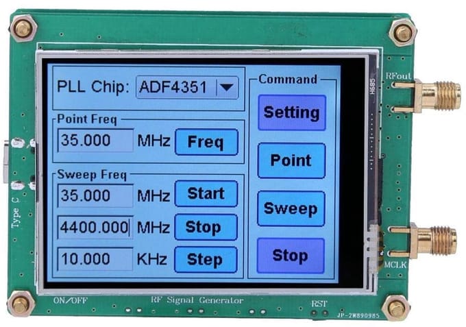 Dailygoody - ADF4351 Signaalgenerator met Full Touch Screen en SMA Interface