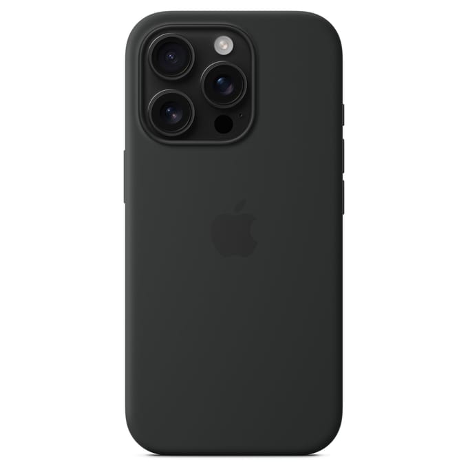 Silicone Case MagSafe Silicon Case Apple iPhone 16 Pro Zwart Stootbestendig, Inductieve lading