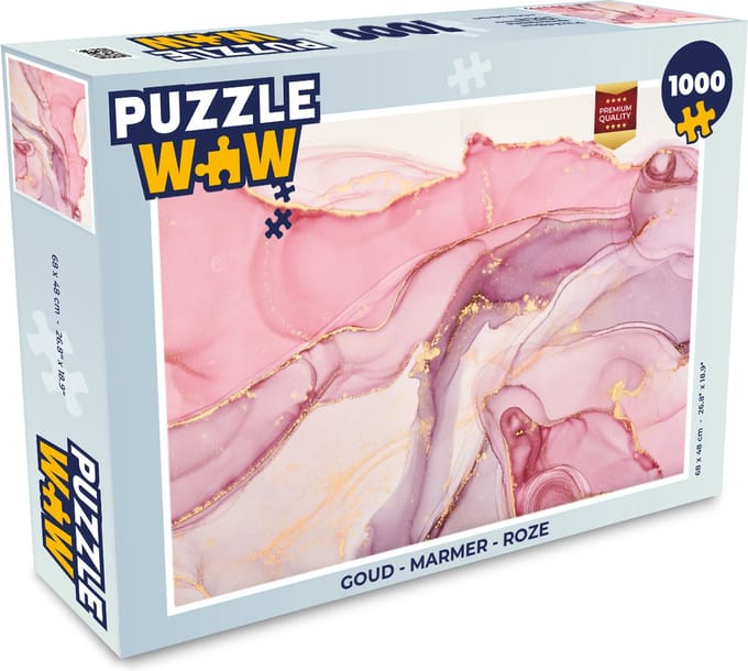 Puzzel Goud - Marmer print - Roze - Legpuzzel - Puzzel 1000 stukjes volwassenen