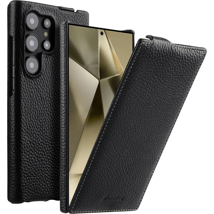 Melkco Samsung Galaxy S24 Ultra Leather Flip Case Zwart