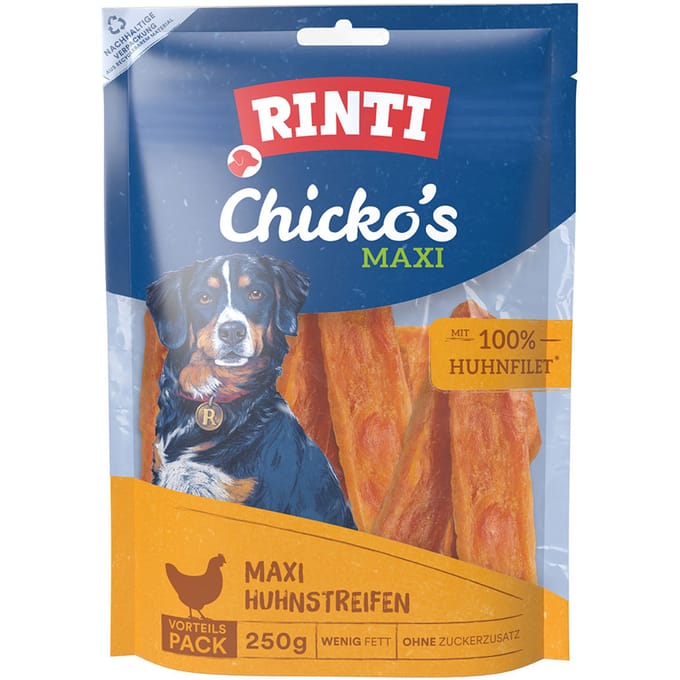 2x250g Chicko Gevogelte Maxi Kippenrepen RINTI Hondensnacks