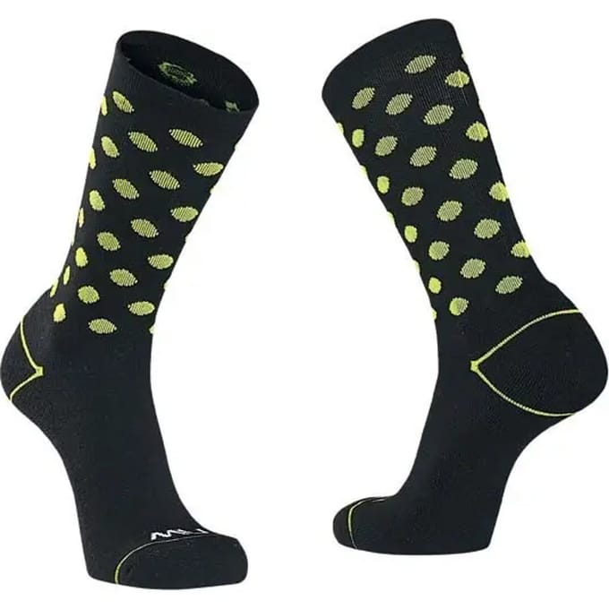 NORTHWAVE CORE FIETSSOKKEN MERINO ZWART/FLUO GEEL 44/47