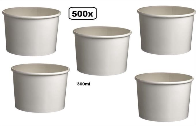 500x IJsbekers karton Wit 360ml