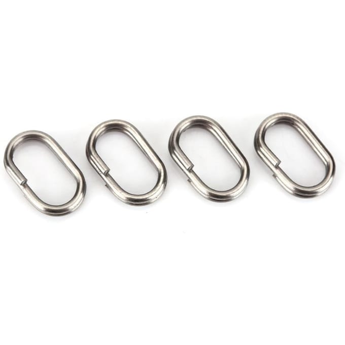 100 stuks roestvrijstalen ovale splitringen wartel snap visgerei connector(9x15mm)