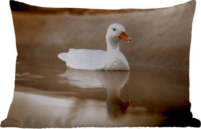Buitenkussens - Tuin - Eend - Vogel - Water - Wit - 50x30 cm