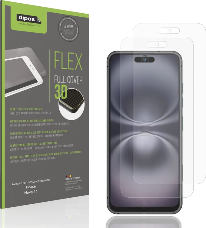 dipos FLEX – 2x Matte Screenprotector geschikt voor Peace Nova 11 | Volledige Schermbescherming | Case-Friendly
