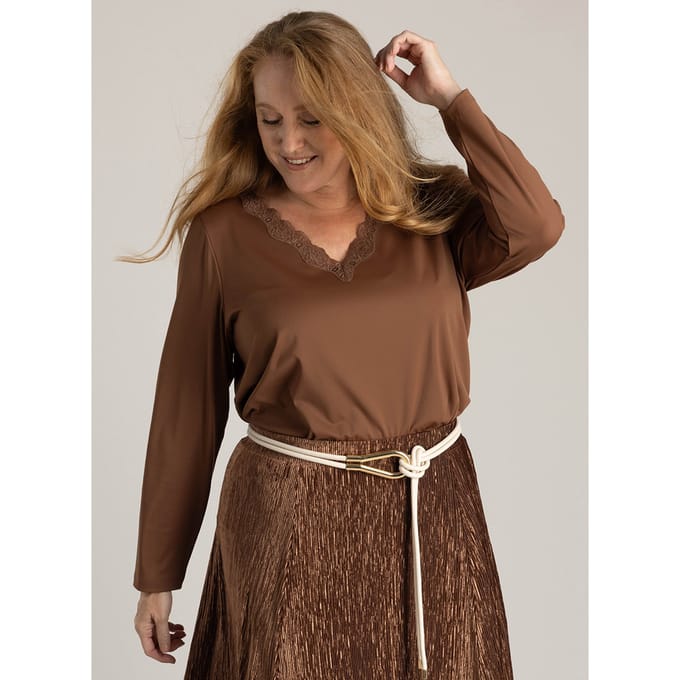 YEST CURVE Hulda Tops - Copper Brown - maat 3(52)