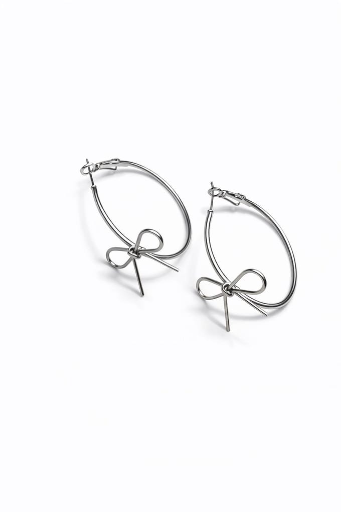 Oorringen met strik | zilver gekleurd