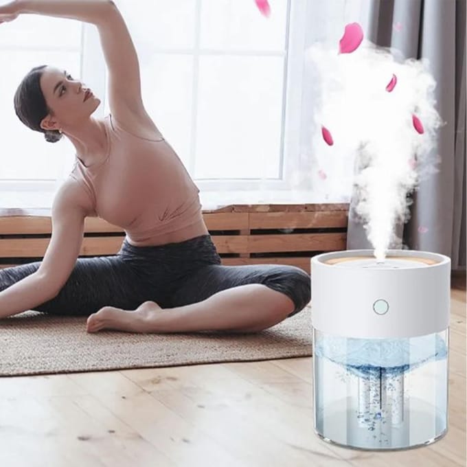 Luchtbevochtiger 2L Grote Capaciteit Stil USB 3 Modi Hydraterende Diffuser voor Thuis white