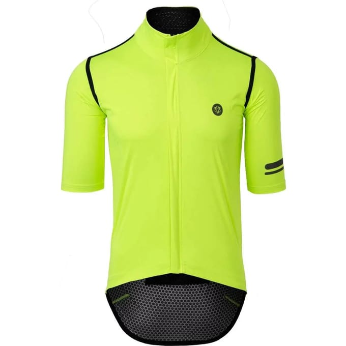 AGU Rain Jersey Performance - Fietsshirt Heren - Kortemouwen Wielershirt - Waterdicht - Winddicht - Getapete naden - DWR Coating - Geel - S