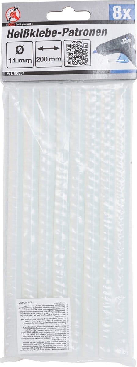 BGS Lijmpatronen transparant Ø 11 mm, 200 mm 8 delig