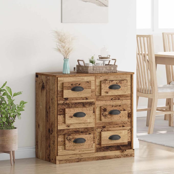 vidaXL - Dressoir - Oud - Hout - 70 - x - 35,5 - x - 67,5 - cm - Bewerkt - hout