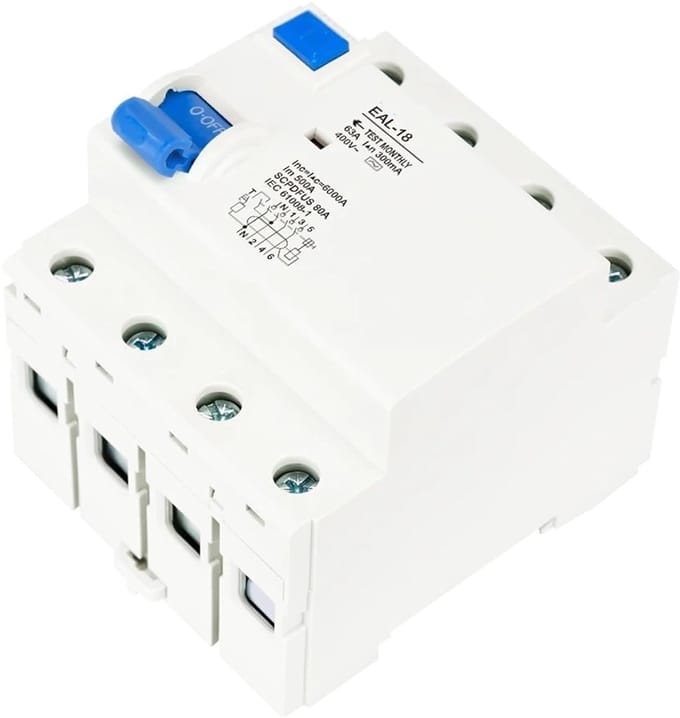 Aardlekschakelaar - Differentiële Breker - Veilige Stroom - Type AC Elektromagnetisch - 4P 16A - Grijs