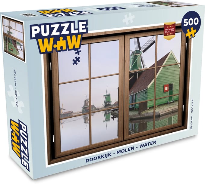 Puzzel Doorkijk - Molen - Water - Legpuzzel - Puzzel 500 stukjes