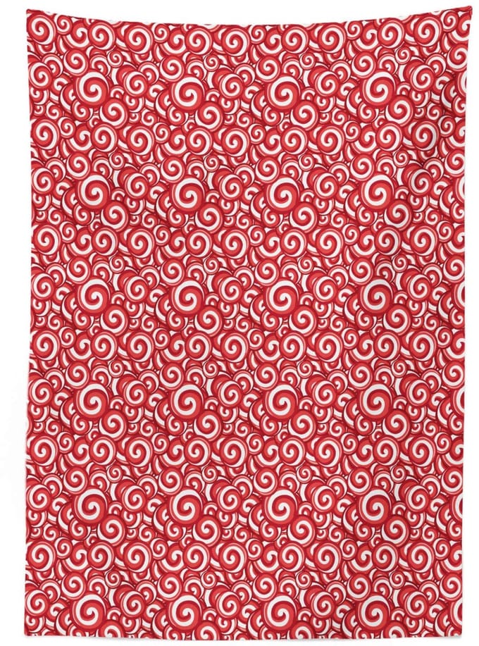 ABAKUHAUS Tafelkleed – Spiral Doodles – 140x200 cm – Wit & Koraal
