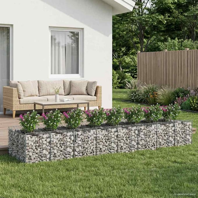 vidaXL - Gabion - verhoogd - bed - 3 - st - 400 - x - 100 - x - 60 - cm - Gegalvaniseerd - staal