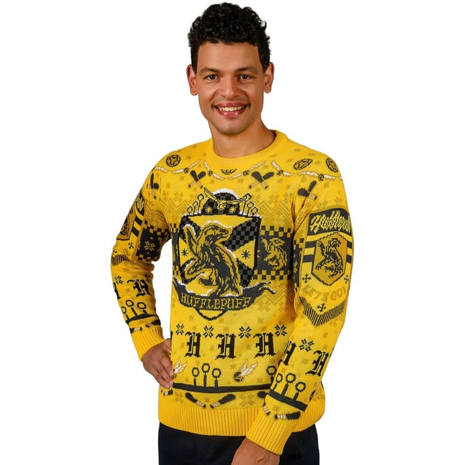 Harry Potter Hufflepuff Quidditch Knitted Christmas Jumper - XL