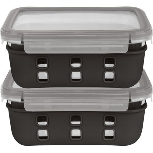 LIVARNO HOME Glazen lunchboxenset (Zwart)