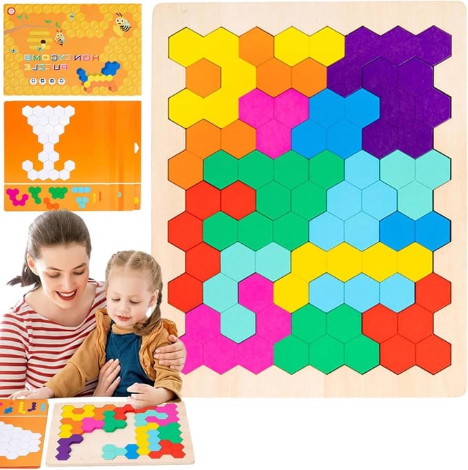 Puzzel Blokspel - Houten Puzzel - Cognitieve Ontwikkeling - 120 Uitdagingen - 23 cm - Multicolor