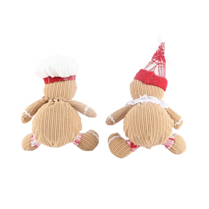 Peperkoek Pluche Knuffel Peperkoekmannetje Pluche Speelgoed Kerstversiering 2pcs bruin