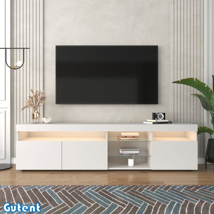 Gutent TV-meubel - Wit Modern - Helder Paneel - Variabele LED-verlichting
