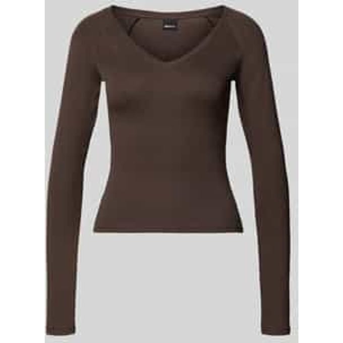 Slim fit shirt met lange mouwen met V-hals