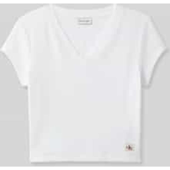 slim fit T-shirt van katoenmix