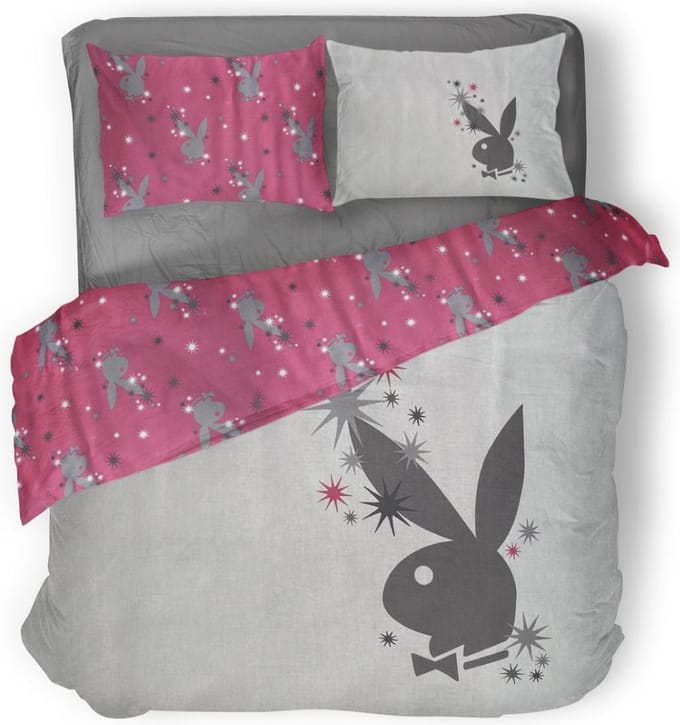 Playboy Sparkling Dekbedovertrek - Lits Jumeaux - 240x200/220 cm - Grey Pink