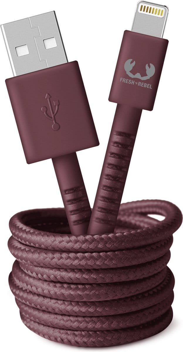 Fresh 'n Rebel - USB naar Apple Lightning oplaadkabel - 2 meter - Gevlochten kwaliteit kabel - Deep Mauve