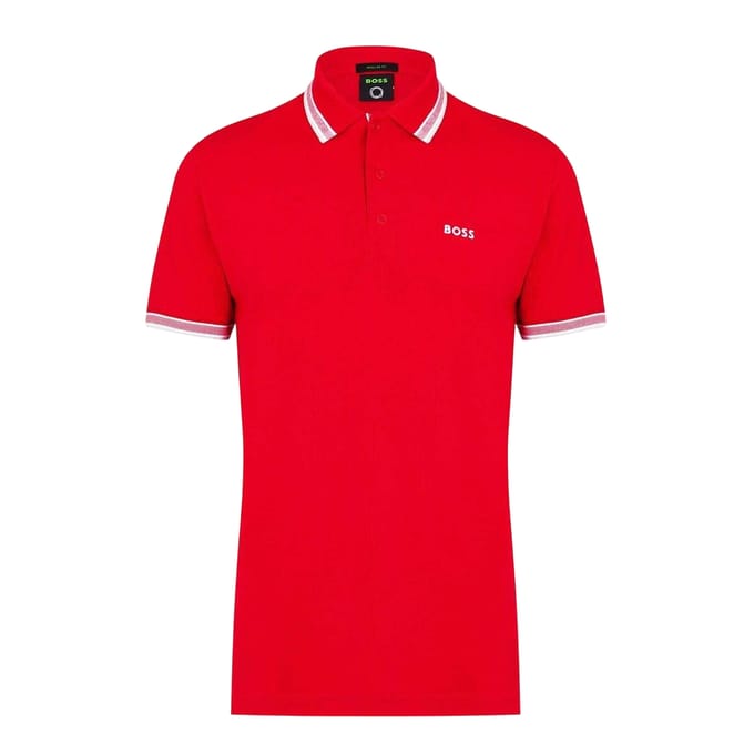 Boss Herenpoloshirt ‘Paddy’ met contrasterende boorden (Rood)